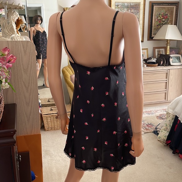 Victoria Secret silky black floral satin slip dress - Picture 4 of 7